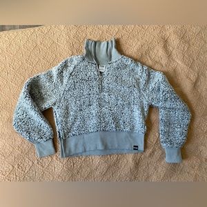 Gray fuzzy sweater, Victoria's Secret Pink brand.